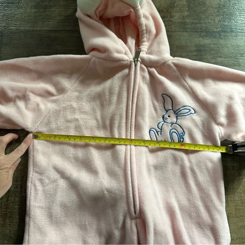 Fleece bunny costume union suit light pink